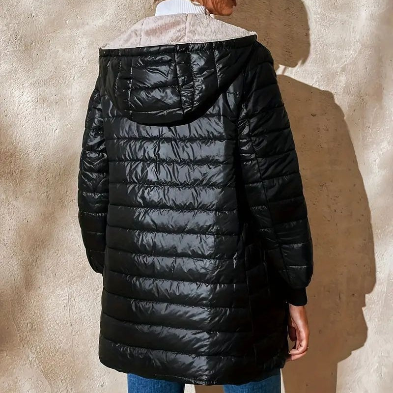 🔥Beliebtes Produkt ！✨Gesteppter warmer Wintermantel mit Kapuze und Reißverschluss für Damen