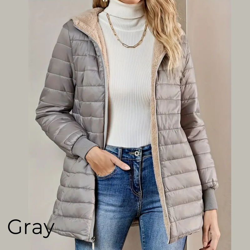 🔥Beliebtes Produkt ！✨Gesteppter warmer Wintermantel mit Kapuze und Reißverschluss für Damen