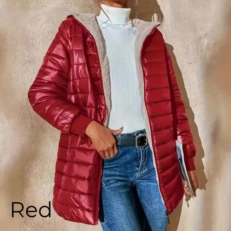 🔥Beliebtes Produkt ！✨Gesteppter warmer Wintermantel mit Kapuze und Reißverschluss für Damen