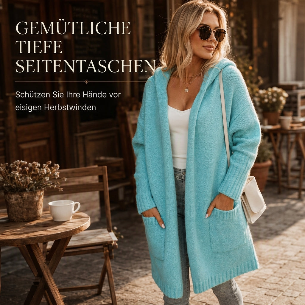 🔥Beliebtes Produkt ！✨Lange Strickjacke mit Kapuze für Damen
