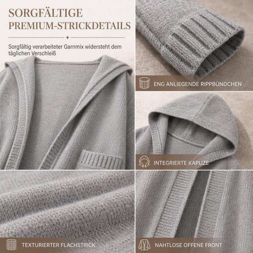 🔥Beliebtes Produkt ！✨Lange Strickjacke mit Kapuze für Damen