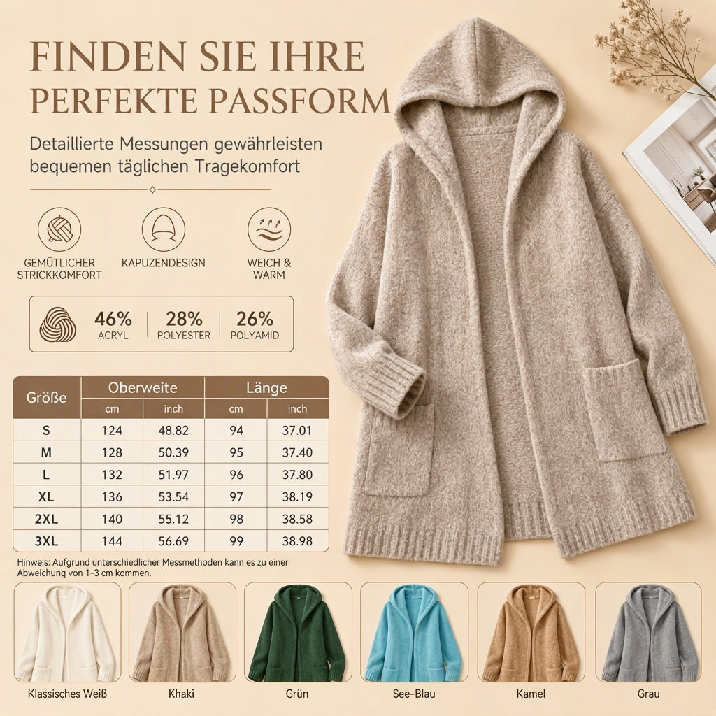 🔥Beliebtes Produkt ！✨Lange Strickjacke mit Kapuze für Damen