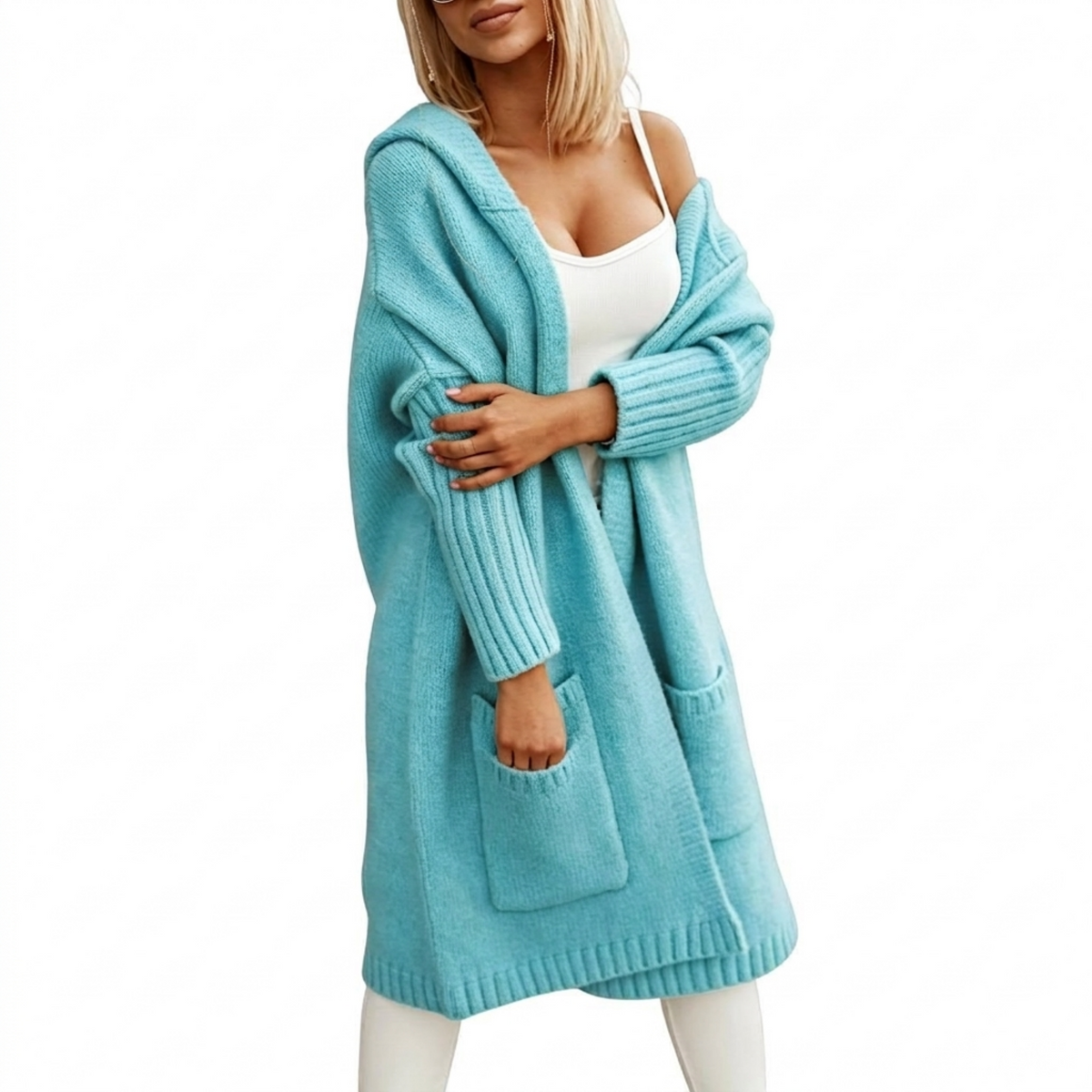 🔥Beliebtes Produkt ！✨Lange Strickjacke mit Kapuze für Damen