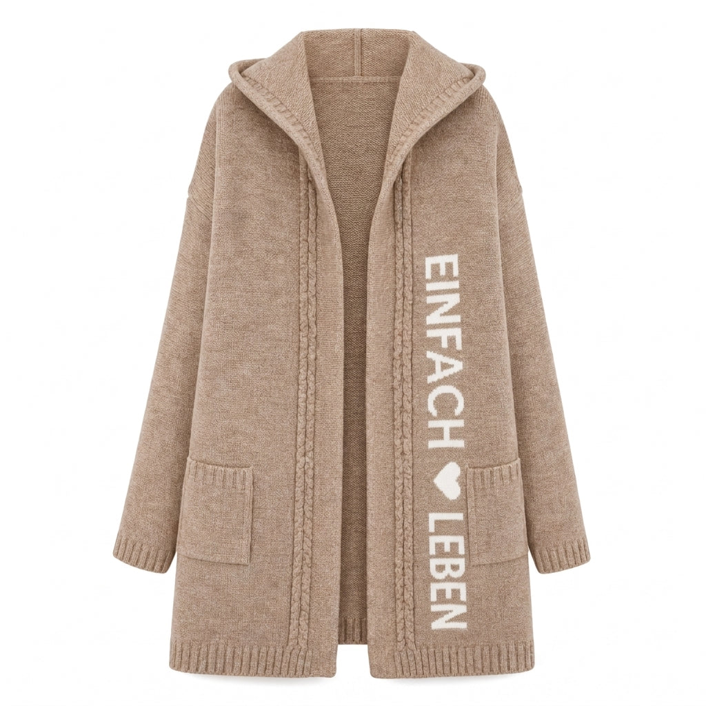 🔥Beliebtes Produkt ！✨Lange Strickjacke mit Kapuze für Damen