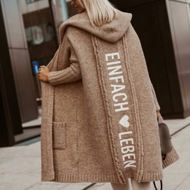 🔥Beliebtes Produkt ！✨Lange Strickjacke mit Kapuze für Damen