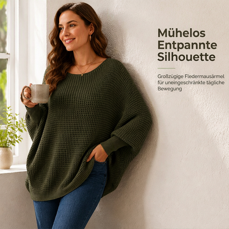 🚨 Eilmeldung: 50% endet heute Nacht! Locker gestrickter Damenpullover mit Fledermausärmeln