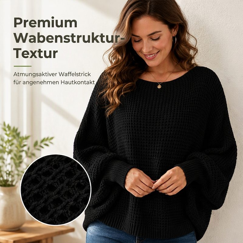 🚨 Eilmeldung: 50% endet heute Nacht! Locker gestrickter Damenpullover mit Fledermausärmeln