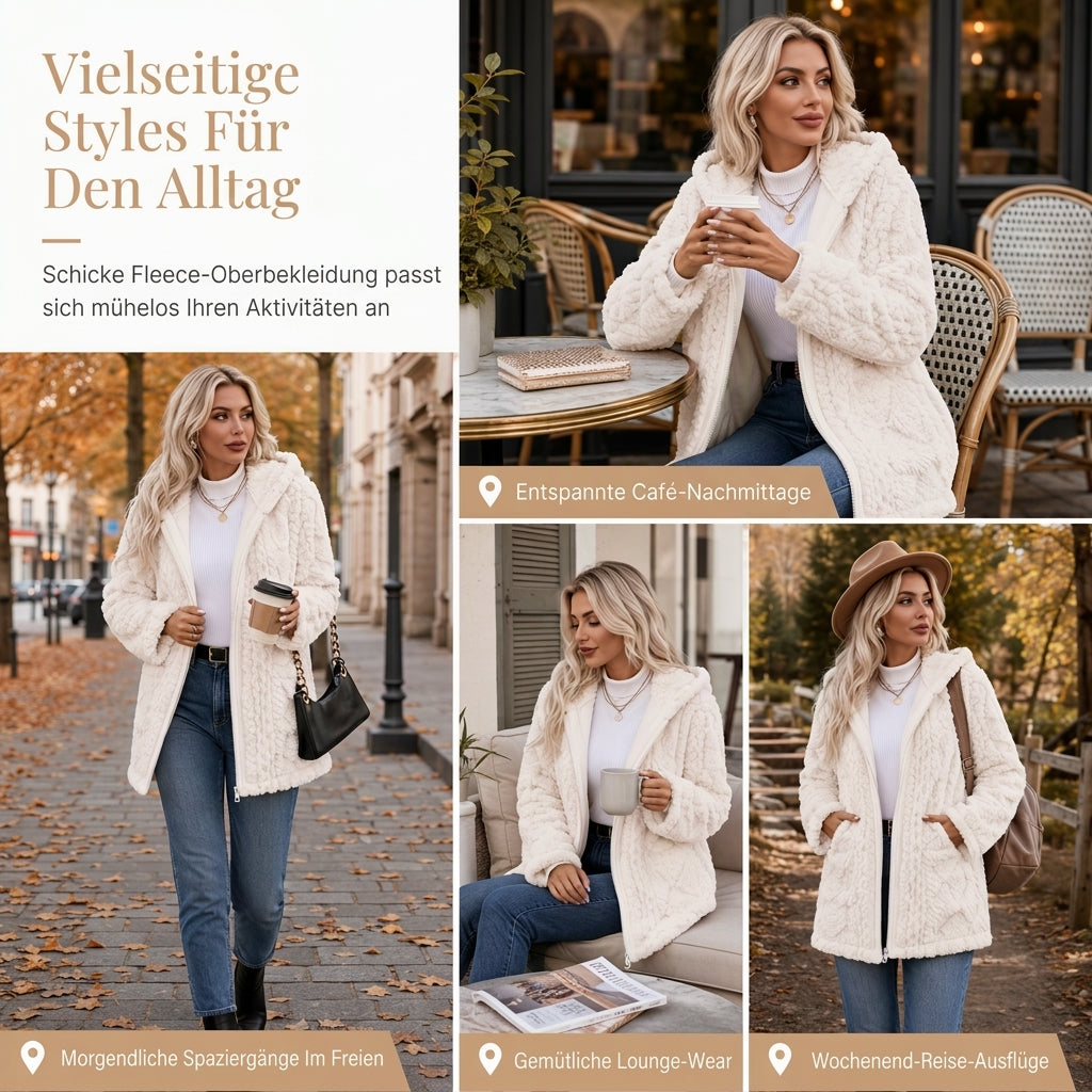 📦 Täglich 500+ Pakete versendet! Lässiger, einfarbiger Plüschcardigan für Damen