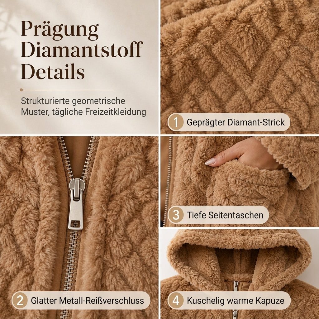 📦 Täglich 500+ Pakete versendet! Lässiger, einfarbiger Plüschcardigan für Damen