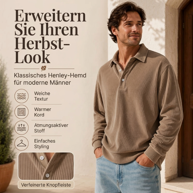 📢📢50%Rabatt!!!🎉✨Langarm-Oberteil aus Cord für Herren im Retrostil