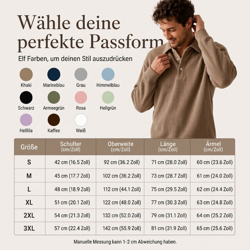 📢📢50%Rabatt!!!🎉✨Langarm-Oberteil aus Cord für Herren im Retrostil