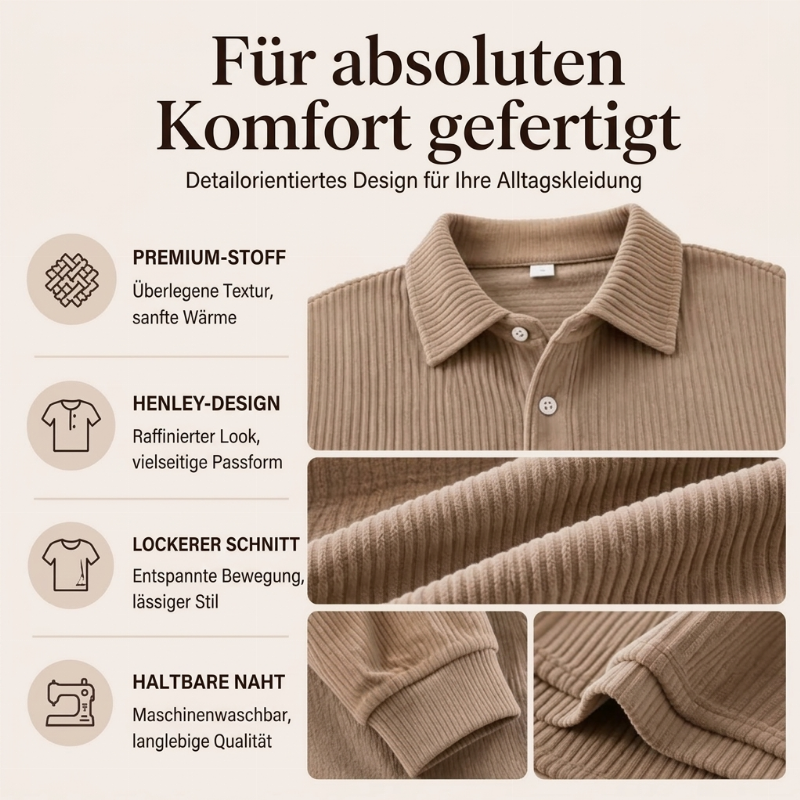 📢📢50%Rabatt!!!🎉✨Langarm-Oberteil aus Cord für Herren im Retrostil
