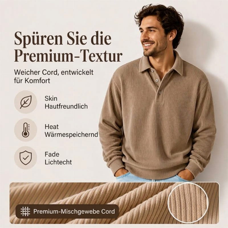 📢📢50%Rabatt!!!🎉✨Langarm-Oberteil aus Cord für Herren im Retrostil