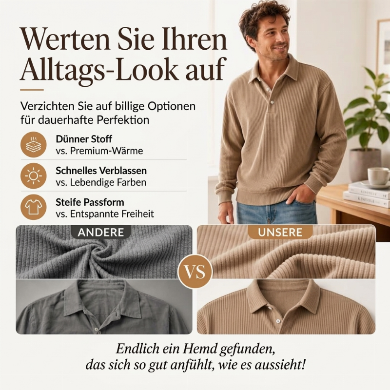 📢📢50%Rabatt!!!🎉✨Langarm-Oberteil aus Cord für Herren im Retrostil