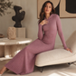 👗 50% Rabatt | Optisch längere Silhouette & gemütlicher Komfort – Rippstrick-Kapuzenkleid