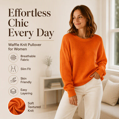 ☁️ Lässig & strukturiert – Waffelstrick-Sweatshirt im Loose-Fit – Weicher Stoff, lockerer Schnitt & vielseitig kombinierbar
