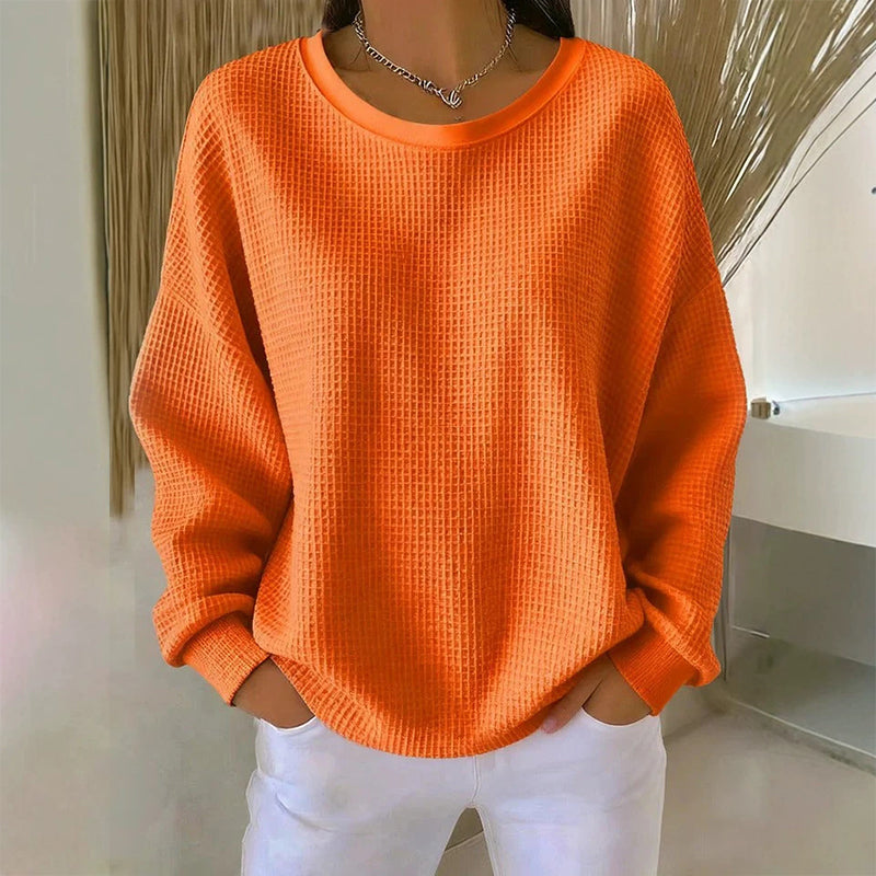 ☁️ Lässig & strukturiert – Waffelstrick-Sweatshirt im Loose-Fit – Weicher Stoff, lockerer Schnitt & vielseitig kombinierbar