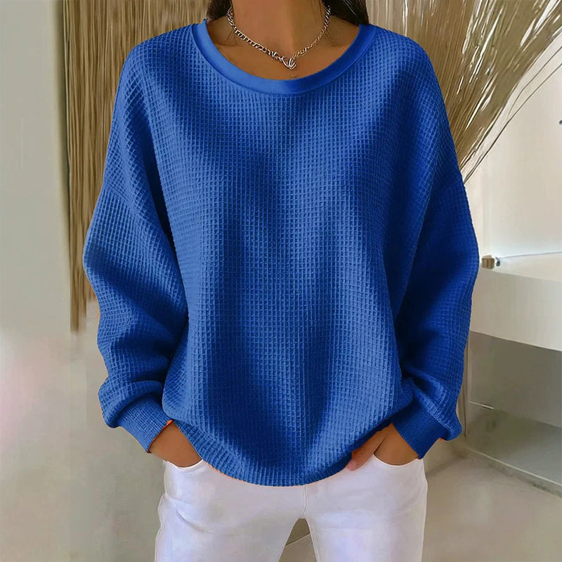 📢📢50% Rabatt!!! 🎉✨ Damen Waffelstrick-Sweatshirt im Loose-Fit