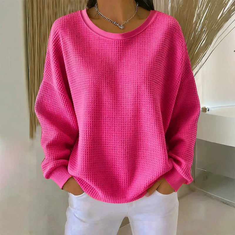 📢📢50% Rabatt!!! 🎉✨ Damen Waffelstrick-Sweatshirt im Loose-Fit