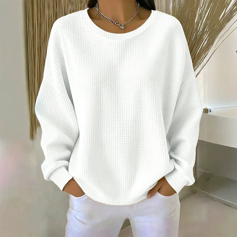 ☁️ Lässig & strukturiert – Waffelstrick-Sweatshirt im Loose-Fit – Weicher Stoff, lockerer Schnitt & vielseitig kombinierbar