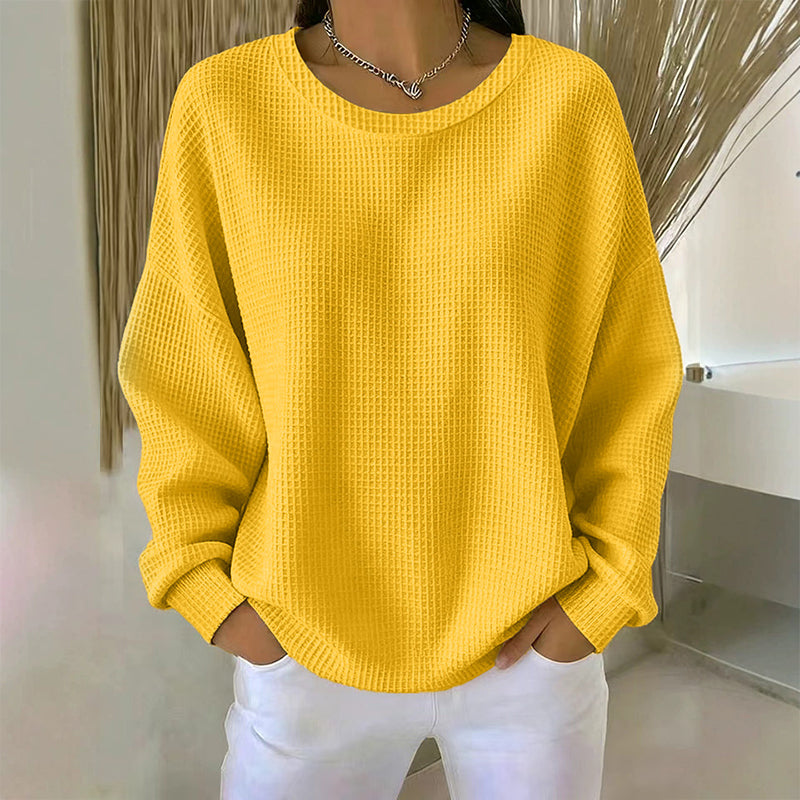 ☁️ Lässig & strukturiert – Waffelstrick-Sweatshirt im Loose-Fit – Weicher Stoff, lockerer Schnitt & vielseitig kombinierbar