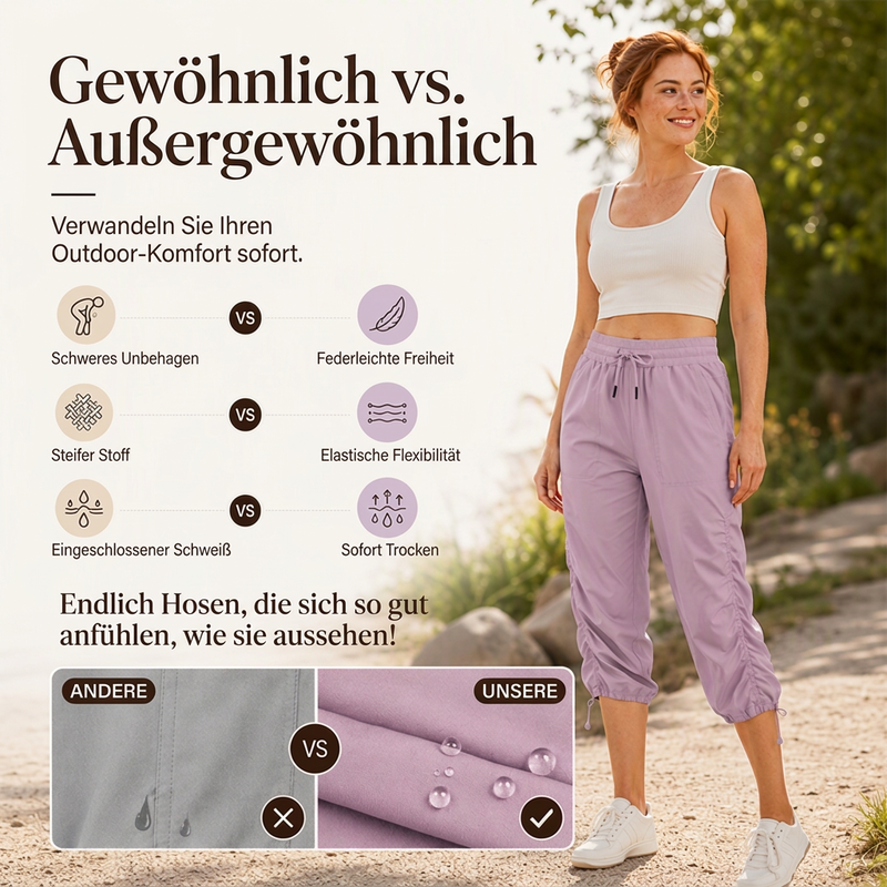 📢📢50% Rabatt!!! 🎉✨ Leichte schnell trocknende 7/8-Hose für Damen