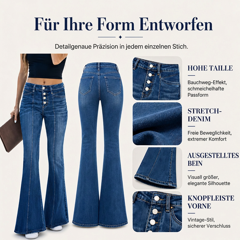📢🎉50%Rabatt!!!🛍️✨Damen-Hochbund-Stretch-Schlagjeans