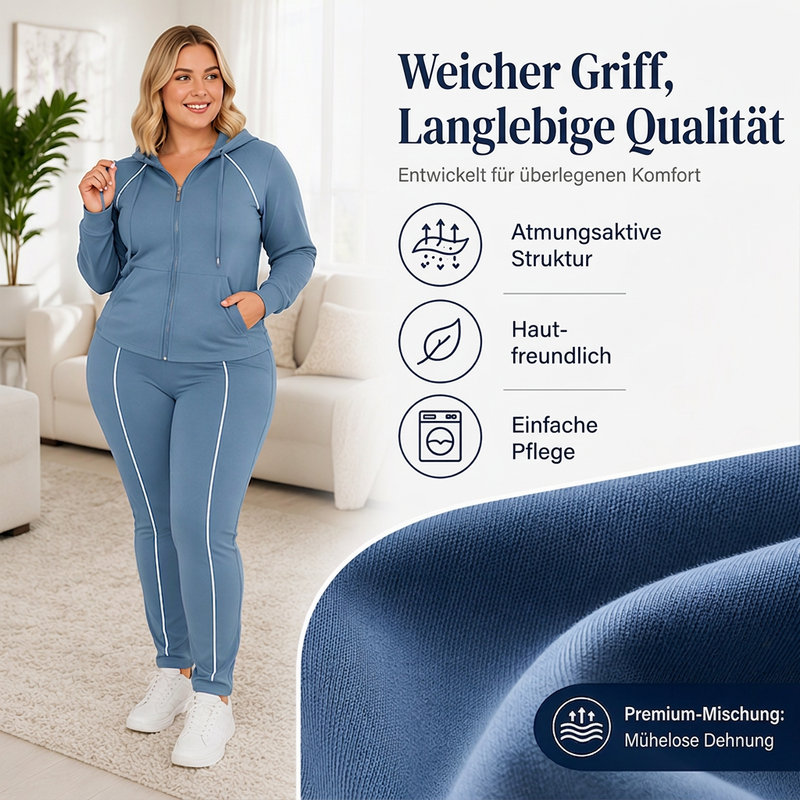 📢📢50%Rabatt!!!🎉✨Sportliches Kapuzenjacken- und Hosen-Set mit Reißverschluss für Damen