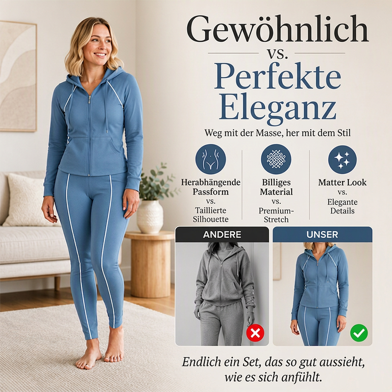 📢📢50%Rabatt!!!🎉✨Sportliches Kapuzenjacken- und Hosen-Set mit Reißverschluss für Damen