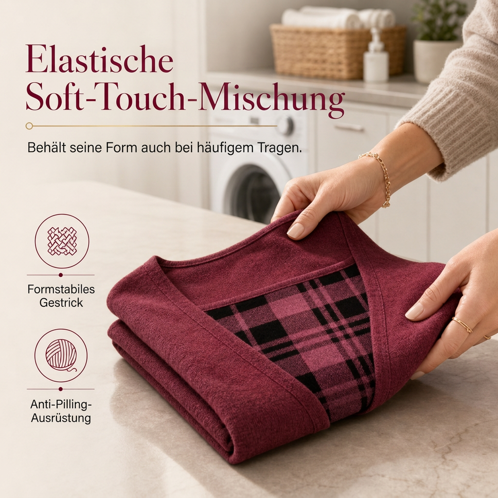 🔥Beliebtes Produkt ！✨Kariertes Strickoberteil für Damen im Layering-Look
