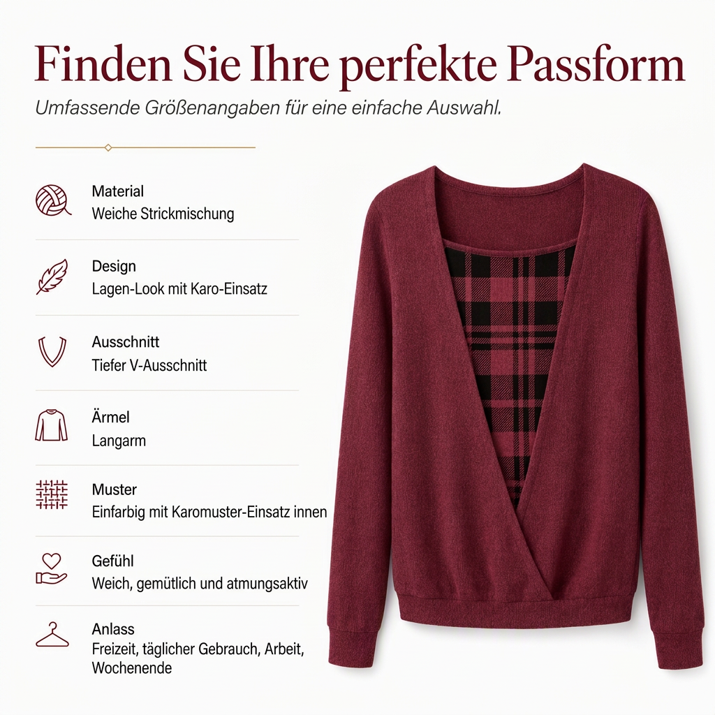 🔥Beliebtes Produkt ！✨Kariertes Strickoberteil für Damen im Layering-Look