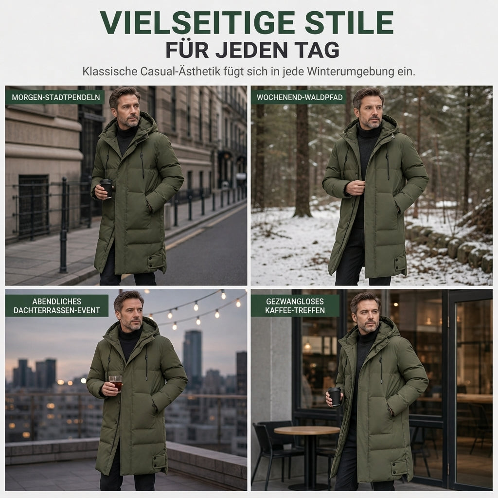 🔥Beliebtes Produkt ！✨Herren Freizeit Mittellange Gepolsterte Winter Verdickte Warme Oberbekleidung Mantel Übergröße