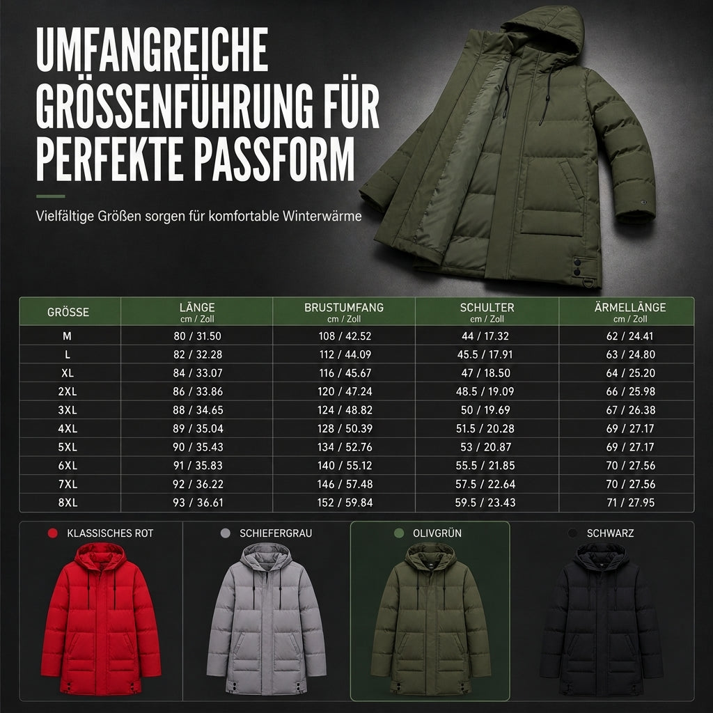 🔥Beliebtes Produkt ！✨Herren Freizeit Mittellange Gepolsterte Winter Verdickte Warme Oberbekleidung Mantel Übergröße