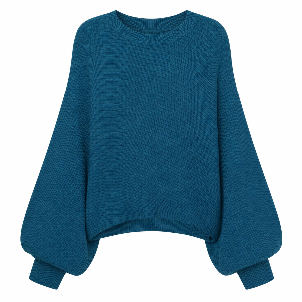 🔥Beliebtes Produkt ！✨Lässiger Strickpullover mit Rundhalsausschnitt, lockerer Passform, Fledermaus-Langärmeln und einfarbigem Design