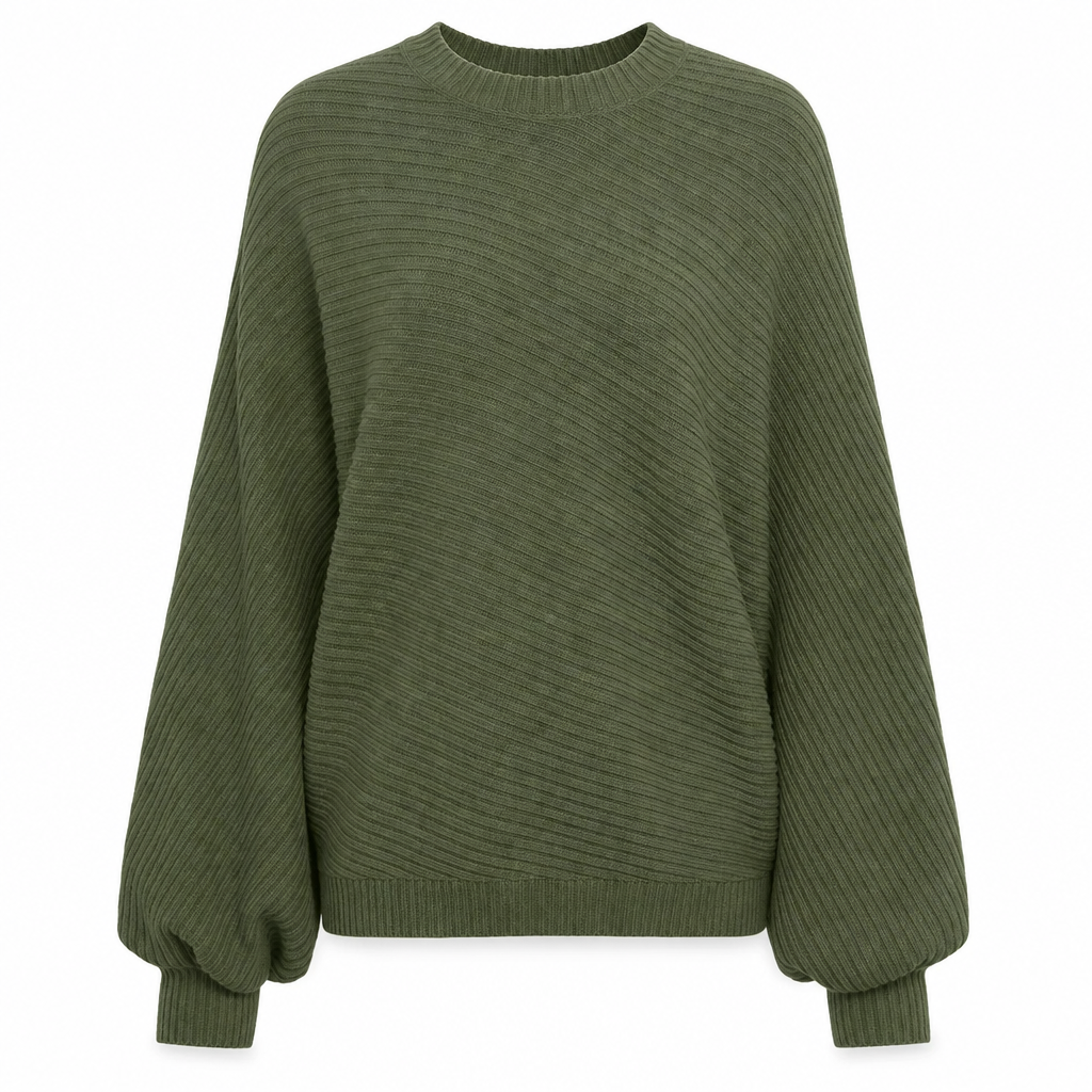 🔥Beliebtes Produkt ！✨Lässiger Strickpullover mit Rundhalsausschnitt, lockerer Passform, Fledermaus-Langärmeln und einfarbigem Design