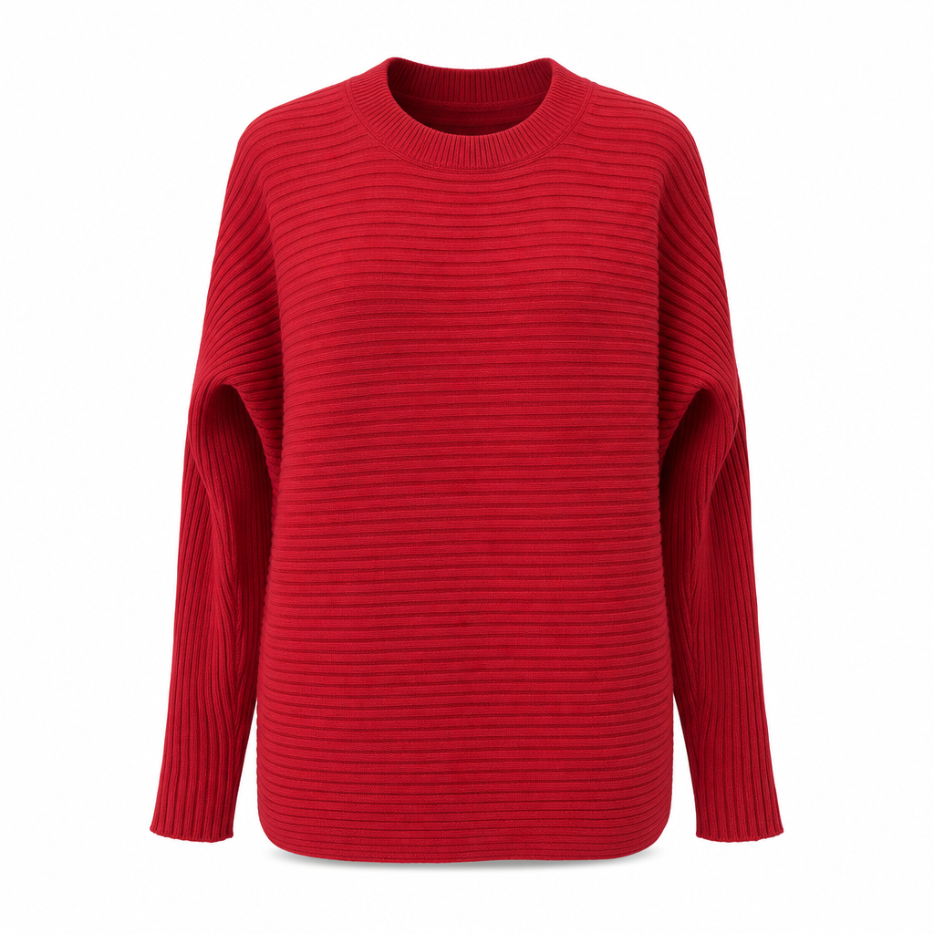 🔥Beliebtes Produkt ！✨Lässiger Strickpullover mit Rundhalsausschnitt, lockerer Passform, Fledermaus-Langärmeln und einfarbigem Design