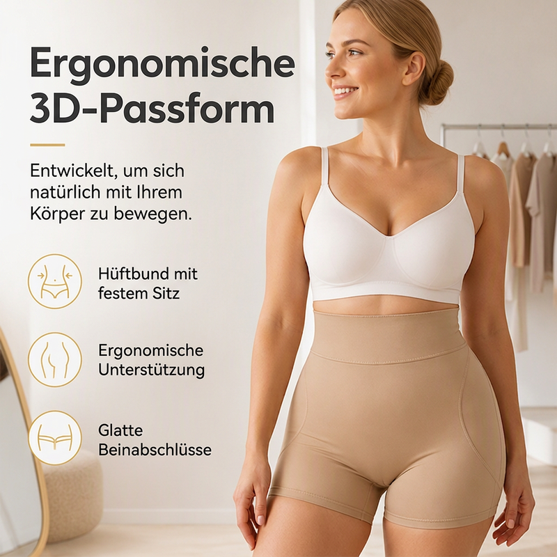 🔥Beliebtes Produkt ！✨Hoch sitzende, gepolsterte Shapewear-Shorts für Damen mit Bauchweg-Effekt