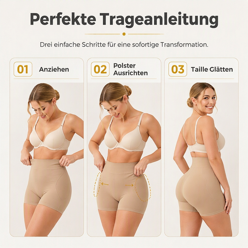 🔥Beliebtes Produkt ！✨Hoch sitzende, gepolsterte Shapewear-Shorts für Damen mit Bauchweg-Effekt