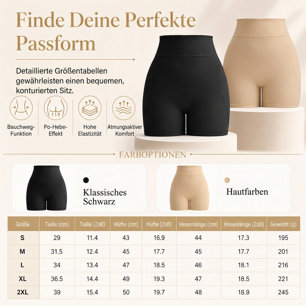 🔥Beliebtes Produkt ！✨Hoch sitzende, gepolsterte Shapewear-Shorts für Damen mit Bauchweg-Effekt