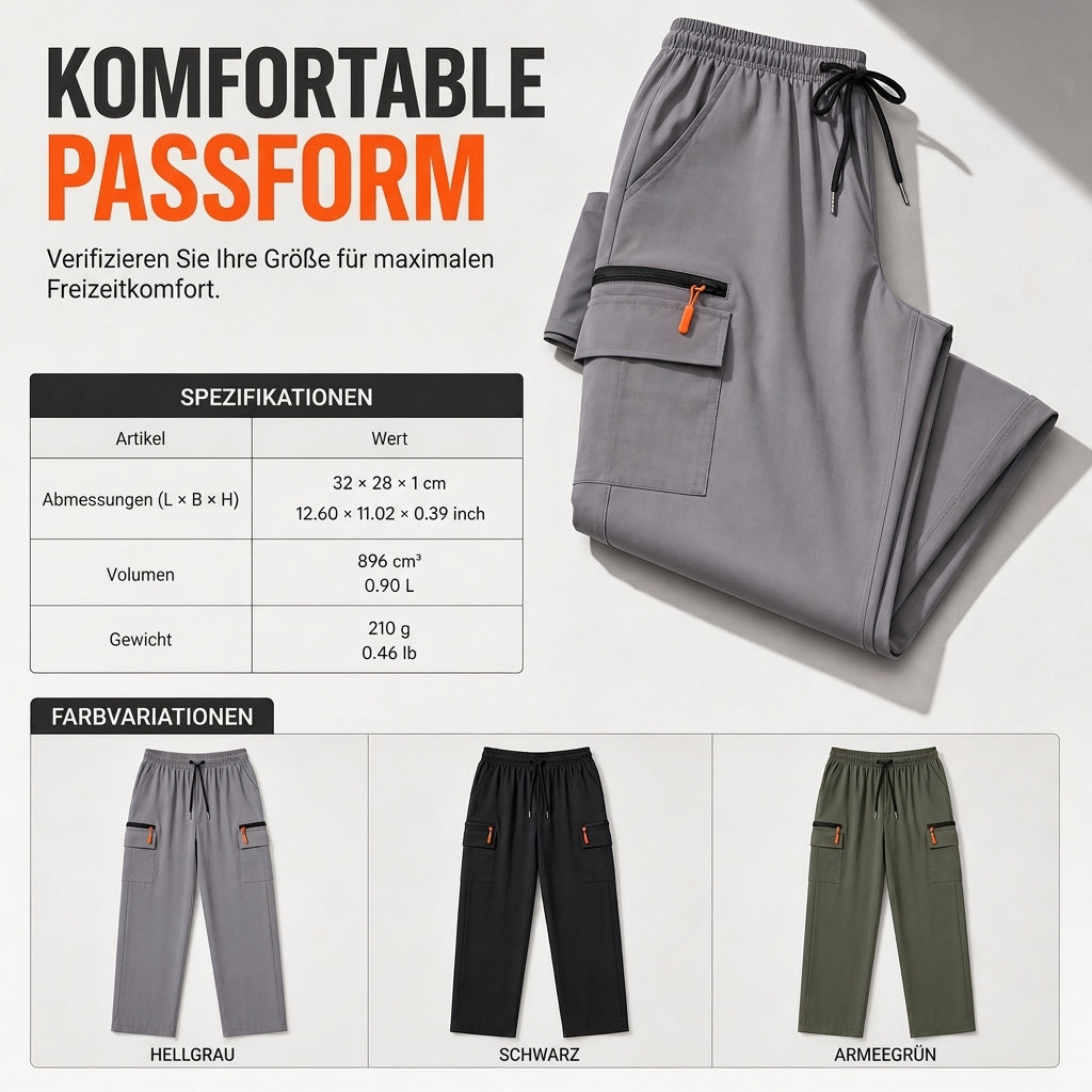 📢📢50%Rabatt!!!🎉✨Legere Damen-Cargo-Jogginghose, lockere Passform, schnell trocknend, atmungsaktiv, lange Hose mit Taschen
