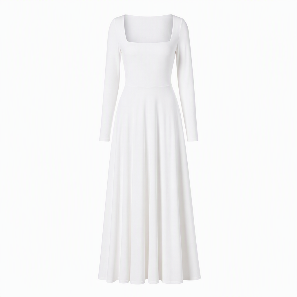 📢📢50%Rabatt!!!🎉✨Langärmliges A-Linien-Kleid mit U-Boot-Ausschnitt für Damen