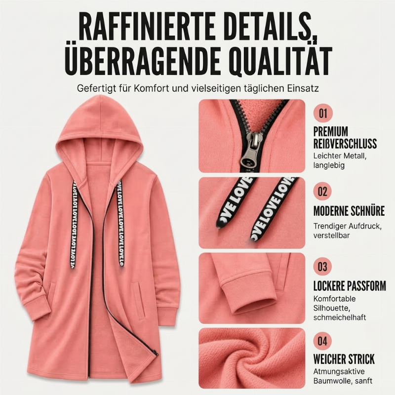 📢📢50%Rabatt!!!🎉✨Damen Kapuzenjacke in mittlerer Länge, gefüttert