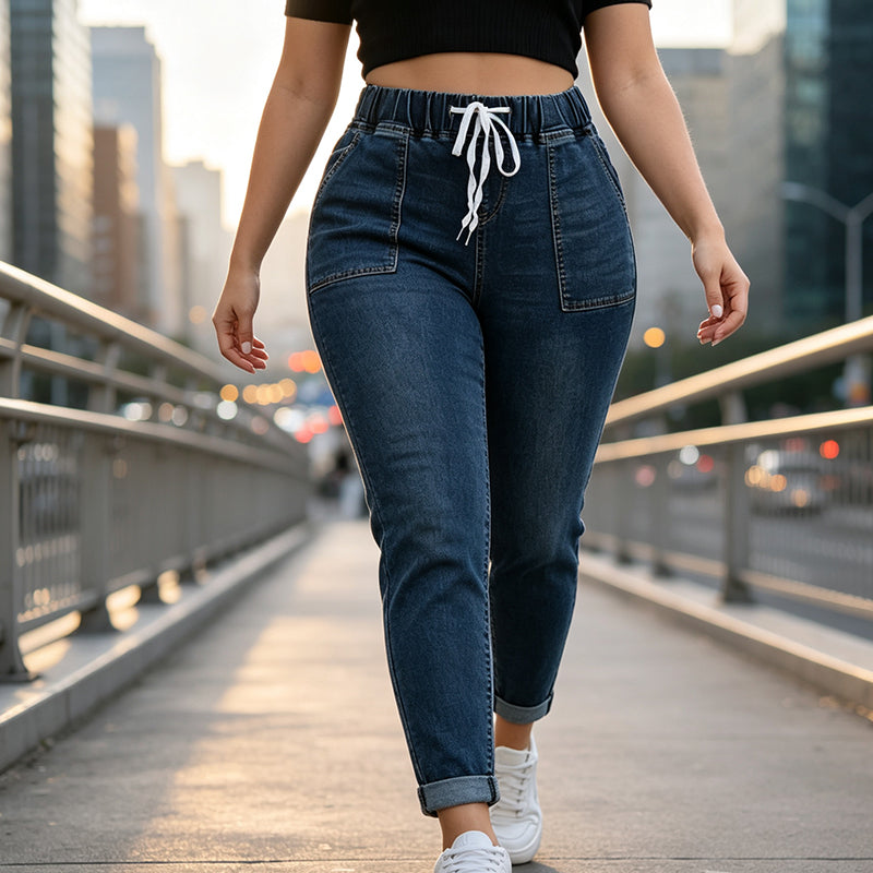 🔥Beliebtes Produkt ！✨Jeanshosen für Damen mit elastischem Bund und Taschen