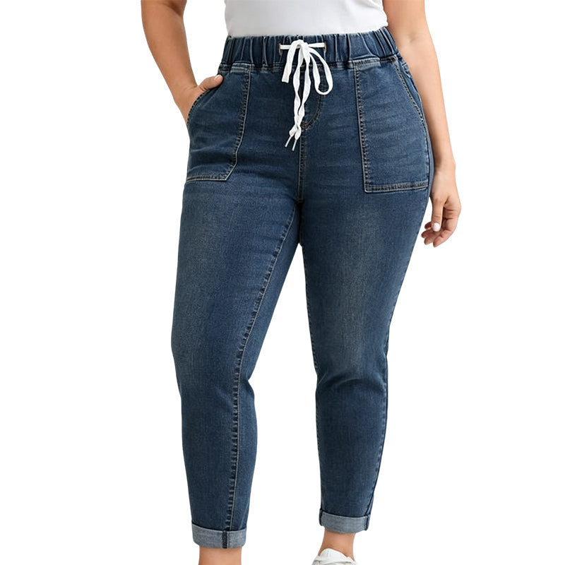 🔥Beliebtes Produkt ！✨Jeanshosen für Damen mit elastischem Bund und Taschen