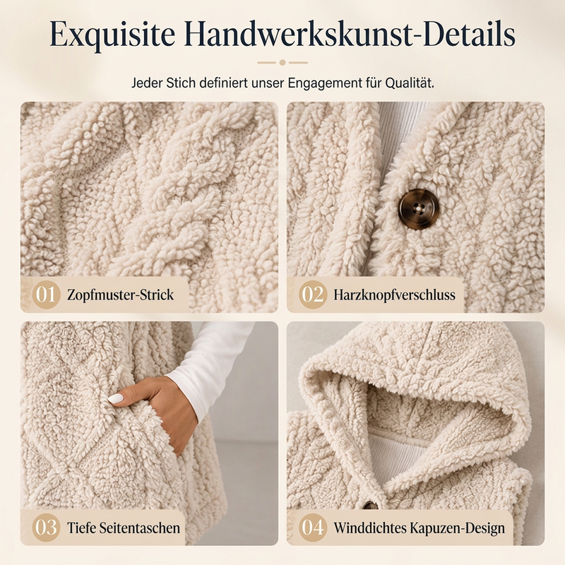 🔥Beliebtes Produkt ！✨Gemütliche, warme Kapuzenweste für Damen
