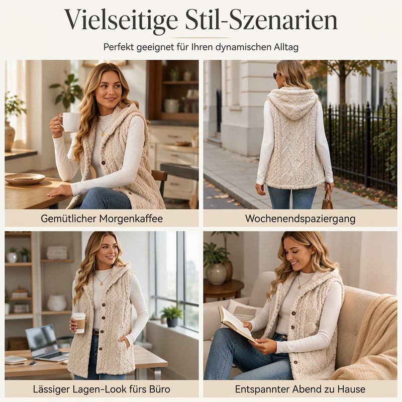 🔥Beliebtes Produkt ！✨Gemütliche, warme Kapuzenweste für Damen