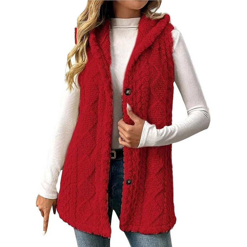 🔥Beliebtes Produkt ！✨Gemütliche, warme Kapuzenweste für Damen