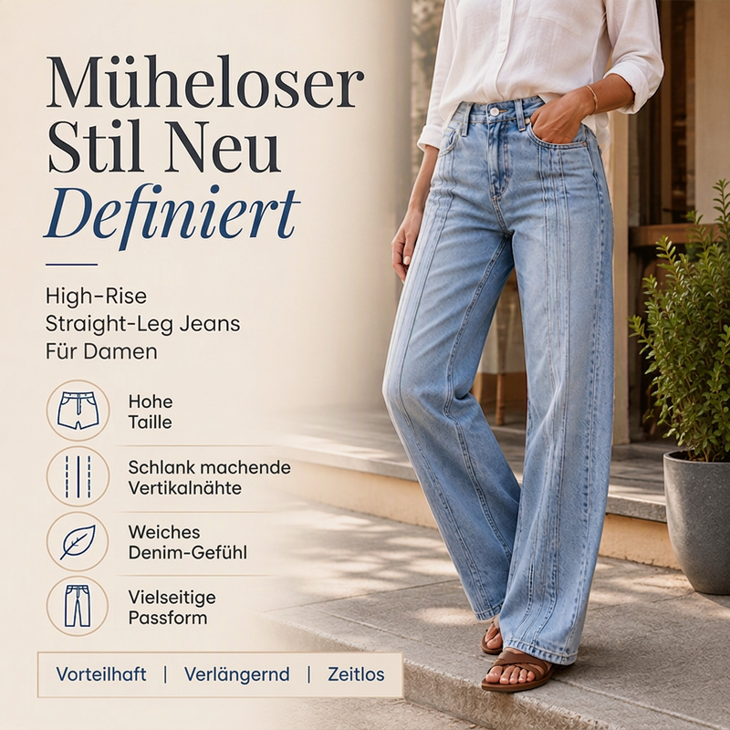 🔥Beliebtes Produkt ！✨Weite Jeans für Damen mit vorderen Nähten