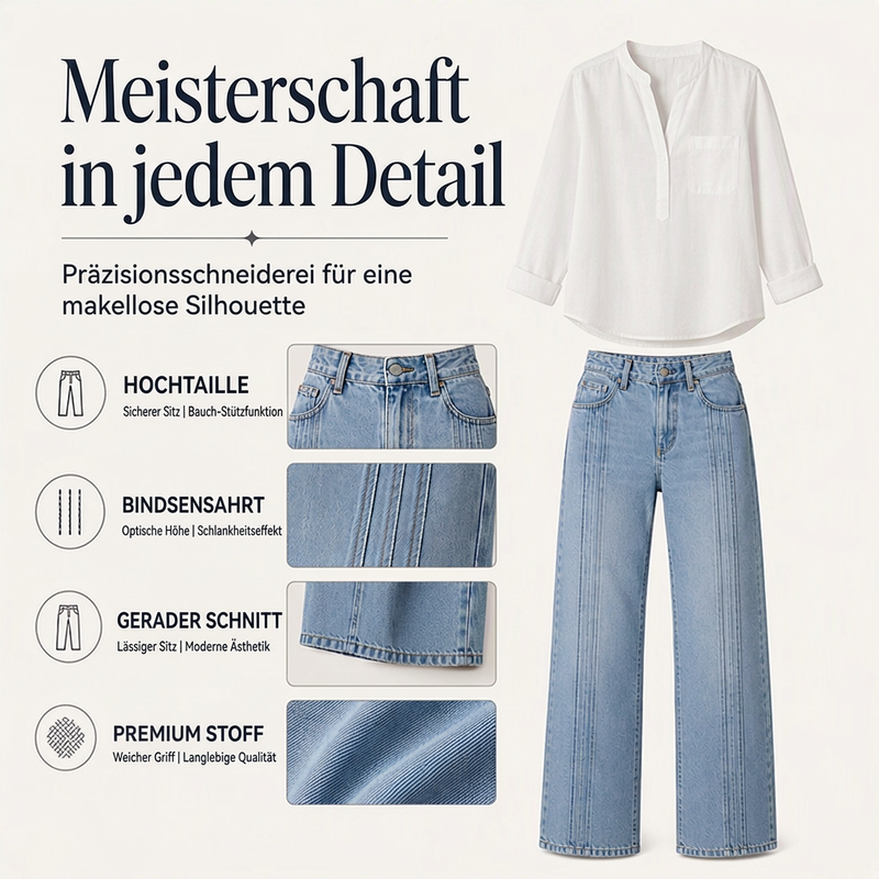 🔥Beliebtes Produkt ！✨Weite Jeans für Damen mit vorderen Nähten