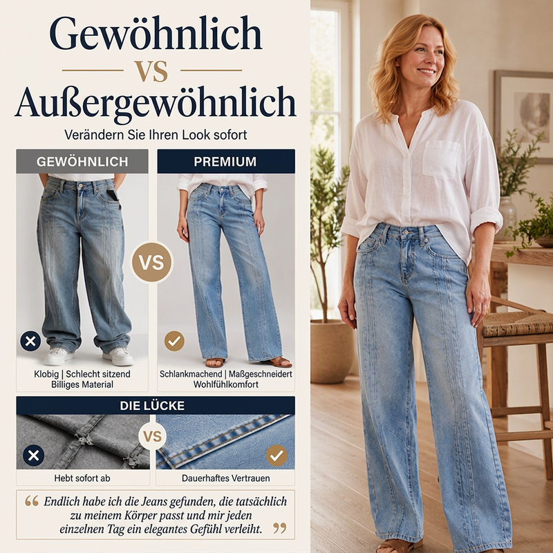 🔥Beliebtes Produkt ！✨Weite Jeans für Damen mit vorderen Nähten